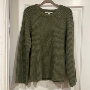 Olive Green Ribbed Women's Sweater